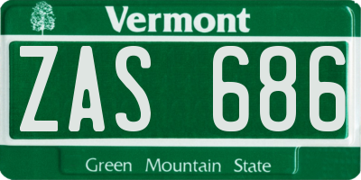VT license plate ZAS686