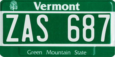 VT license plate ZAS687