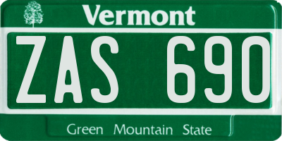 VT license plate ZAS690