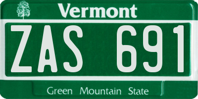 VT license plate ZAS691