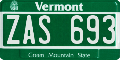 VT license plate ZAS693