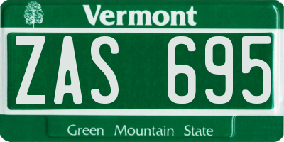 VT license plate ZAS695