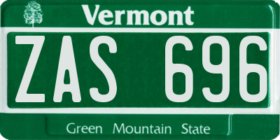 VT license plate ZAS696