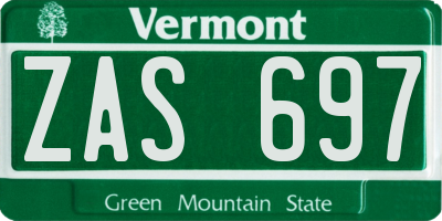 VT license plate ZAS697