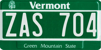 VT license plate ZAS704