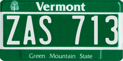 VT license plate ZAS713