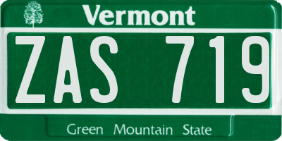 VT license plate ZAS719