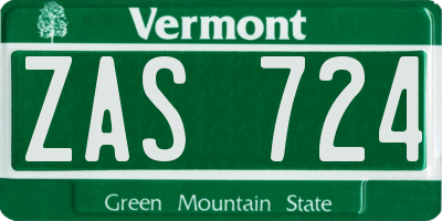 VT license plate ZAS724