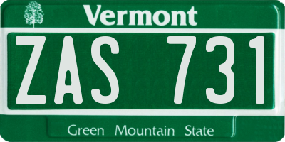 VT license plate ZAS731