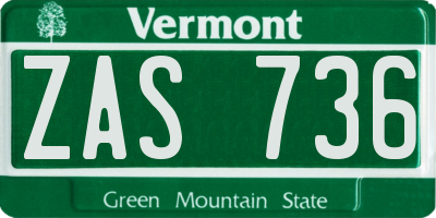 VT license plate ZAS736