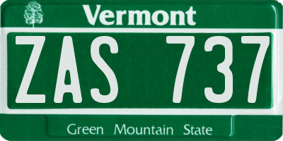 VT license plate ZAS737