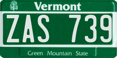 VT license plate ZAS739
