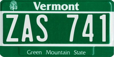 VT license plate ZAS741