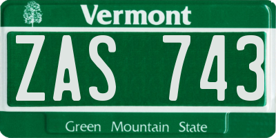 VT license plate ZAS743