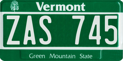 VT license plate ZAS745