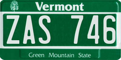 VT license plate ZAS746