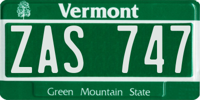 VT license plate ZAS747