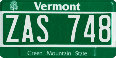 VT license plate ZAS748