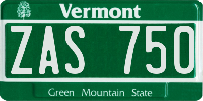 VT license plate ZAS750
