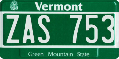 VT license plate ZAS753