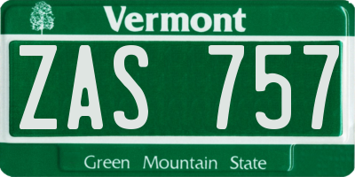 VT license plate ZAS757