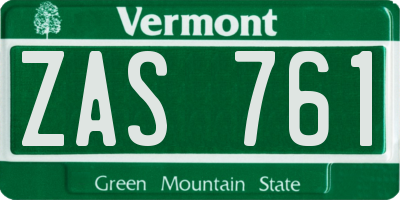 VT license plate ZAS761