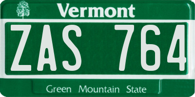 VT license plate ZAS764