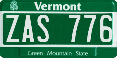 VT license plate ZAS776