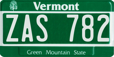 VT license plate ZAS782