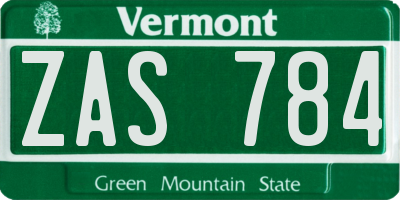 VT license plate ZAS784