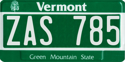 VT license plate ZAS785