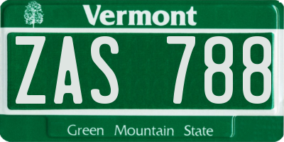 VT license plate ZAS788