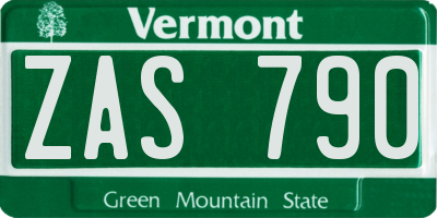 VT license plate ZAS790