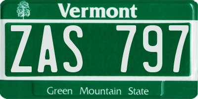 VT license plate ZAS797
