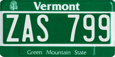 VT license plate ZAS799
