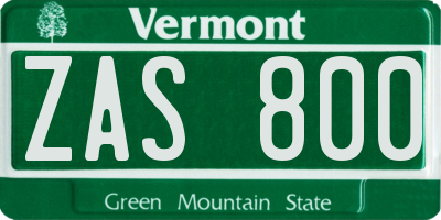 VT license plate ZAS800