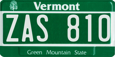 VT license plate ZAS810