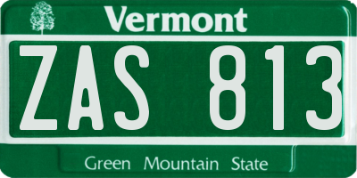 VT license plate ZAS813
