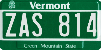 VT license plate ZAS814