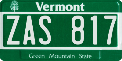 VT license plate ZAS817