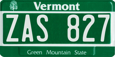 VT license plate ZAS827