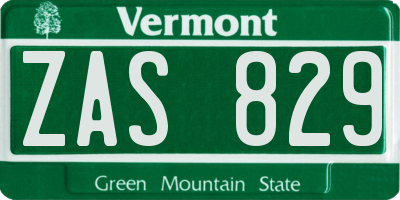 VT license plate ZAS829
