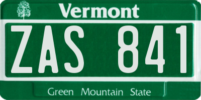 VT license plate ZAS841