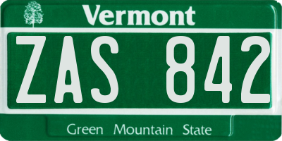 VT license plate ZAS842
