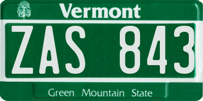 VT license plate ZAS843