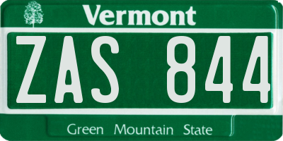 VT license plate ZAS844