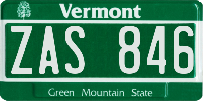VT license plate ZAS846