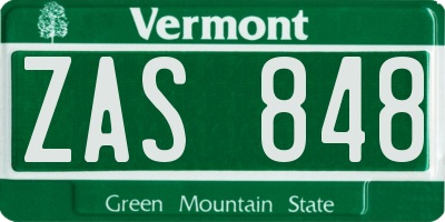 VT license plate ZAS848