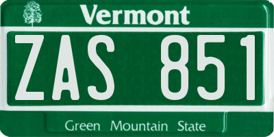 VT license plate ZAS851
