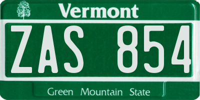VT license plate ZAS854